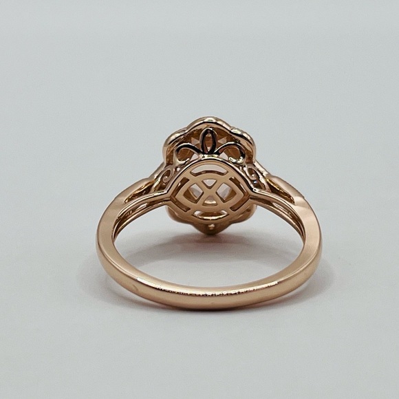 1.75 CT Lab Morganite and Diamond Ring 14K Gold Plated 925 Sterling Silver - Picture 4 of 9